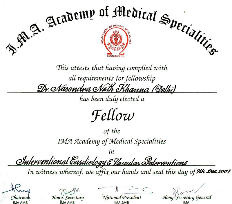 Certificate 10 - Dr. N. N. Khanna